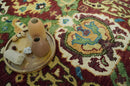 Traditional Large Design Maroon and Green Hand Knotted 8x10 wool area rug