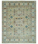 Traditional Mamluk Design Beige and Ivory Hand Knotted 8x10 wool area rug