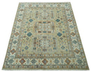 Traditional Mamluk Design Beige and Ivory Hand Knotted 8x10 wool area rug
