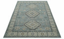 Traditional Medallions Design Blue And Beige Custom Made Wool And Linen Blend Rug