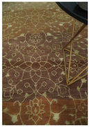 Traditional Olive, Brown, Rust and Beige 5x8 Handloom Wool and Art Silk Area Rug
