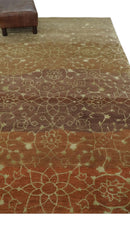 Traditional Olive, Brown, Rust and Beige 5x8 Handloom Wool and Art Silk Area Rug