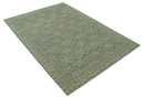 Traditional Oriental Design Brown, Blue And Beige Hand Knotted 6x8 Wool Area Rug