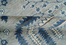 Traditional Oriental Gray And Blue Hand knotted Art Silk Area Rug