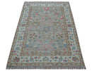 Traditional Oushak Design Beige And Blue 4x6 Hand knotted Wool Area Rug