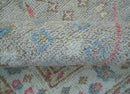 Traditional Oushak Design Beige And Blue 4x6 Hand knotted Wool Area Rug