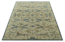Traditional Oushak Design Beige And Blue Hand Tufted 8x10 Wool Area Rug