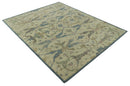 Traditional Oushak Design Beige And Blue Hand Tufted 8x10 Wool Area Rug