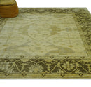 Traditional Oushak Design Beige And Brown 10x10 Hand Knotted Wool Area Rug
