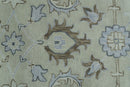 Traditional Oushak Design Beige, Blue And Silver 8x10 Hand Tufted Wool Area Rug