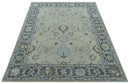 Traditional Oushak Design Beige, Blue And Silver 8x10 Hand Tufted Wool Area Rug