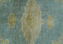 Traditional Oushak Design Blue And Beige Hand Knotted 8x10 Wool Area Rug