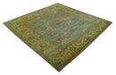 Traditional Oushak Design Blue And Beige hand Knotted 8x8 Wool Area Rug