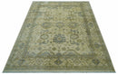 Traditional Oushak Design Blue And Beige Hand Knotted 9x12 Wool Area Rug