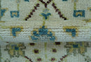 Traditional Oushak Design Blue And Ivory 2x3 Hand knotted Wool Area Rug
