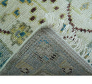 Traditional Oushak Design Blue And Ivory 2x3 Hand knotted Wool Area Rug