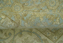 Traditional Oushak Design Green And Blue 11.5x14.6 Hand Knotted Wool Area Rug