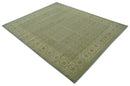 Traditional Oushak Design Green And Blue 11.5x14.6 Hand Knotted Wool Area Rug