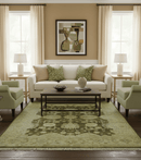 Traditional Oushak Design Olive And Beige Hand Knotted 8x10 Wool Area Rug