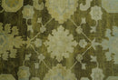 Traditional Oushak Design Olive And Beige Hand Knotted 8x10 Wool Area Rug