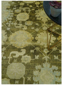 Traditional Oushak Design Olive And Beige Hand Knotted 8x10 Wool Area Rug