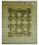 Traditional Oushak Design Olive And Beige Hand Knotted 8x10 Wool Area Rug
