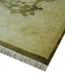 Traditional Oushak Design Olive And Beige Hand Knotted 8x10 Wool Area Rug