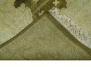 Traditional Oushak Design Olive And Beige Hand Knotted 8x10 Wool Area Rug
