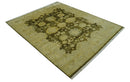 Traditional Oushak Design Olive And Beige Hand Knotted 8x10 Wool Area Rug