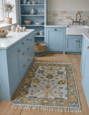 Traditional Oushak Green And Blue 2x3 Hand knotted Wool Rug