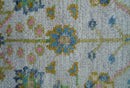 Traditional Oushak Green And Blue 2x3 Hand knotted Wool Rug