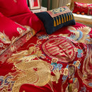 Traditional red & gold loong wedding bedding set bedroom decor