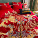 Traditional red & gold loong wedding bedding set bedroom decor
