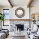 Traditional Round Decorative Wood Farmhouse Wall Mirror