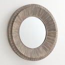 Traditional Round Decorative Wood Farmhouse Wall Mirror