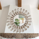 Traditional Round Wood Mirror Antiqued Casual Wall Decoration