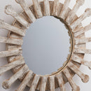 Traditional Round Wood Mirror Antiqued Casual Wall Decoration