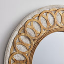 Traditional Round Wood Mirror Antiqued Classic Wall Decoration