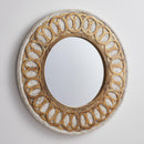 Traditional Round Wood Mirror Antiqued Classic Wall Decoration