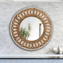 Traditional Round Wood Mirror Antiqued Classic Wall Decoration