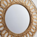 Traditional Round Wood Mirror Antiqued Classic Wall Decoration