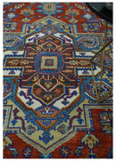 Traditional Rust, Ivory, Beige and Charcoal 9x12 Hand knotted Wool Area Rug, Living Room and Bedroom Rug