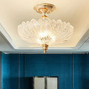 Traditional scalloped crystal ceiling light dining room black & gold