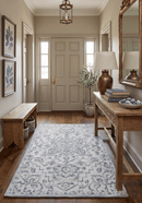 Traditional Silver and Ivory Hand Tufted Wool 5x8 Textured Loop Area Rug