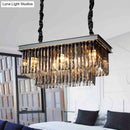 Traditional smoke gray crystal block light fixture dining room