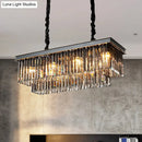 Traditional smoke gray crystal block light fixture dining room