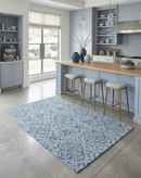Traditional Style Blue Hand Tufted Wool Area Rug