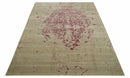 Traditional Transitional Beige And Pink Hand knotted Wool Area Rug