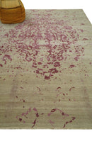 Traditional Transitional Beige And Pink Hand knotted Wool Area Rug