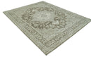 Traditional Turkish Design Beige And Brown Hand Knotted Custom Made wool rug